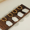 Gold Oval Huggie Irregular Freshwater Pearl Drop Earrings view 4