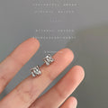 Silver Irregular Square Liquid Metal Stud Earrings view 1