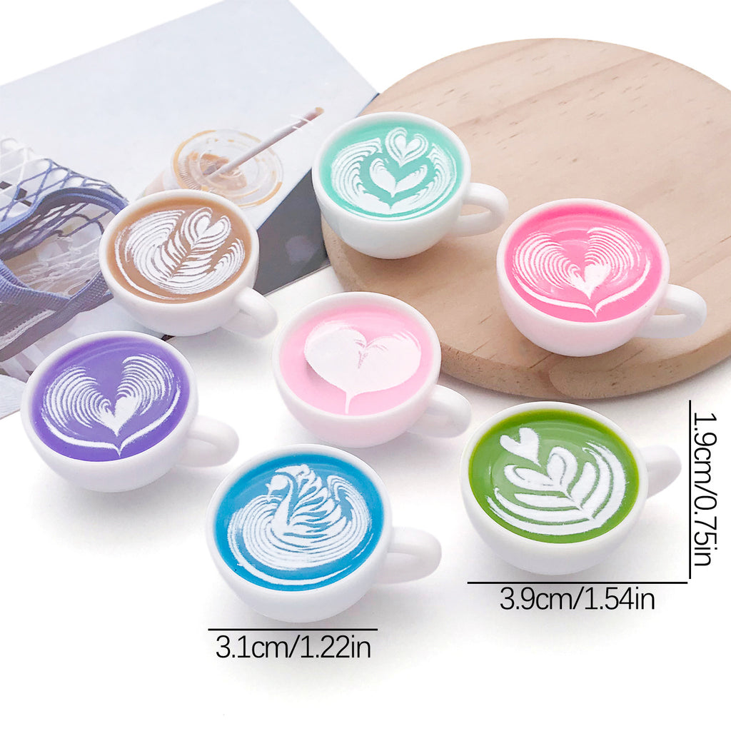 Resin Light Up Rainbow Heart Latte Coffee Cup Charm Pendant for DIY Jewelry Accessories