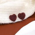 Black and Red Woven Wire Dimensional Heart Stud Earrings view 4