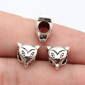 11x10x7.3mm 1.6g Antique Silver Zinc Alloy Fox Head Large Hole Beads for Bracelet Necklace Jewelry Making