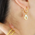 Avocado Shell Drop Hoop Earrings Gold Or Steel Tone view 1