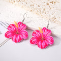 Silver Tone Hibiscus Acrylic Hook Earrings in Three Colors view 3