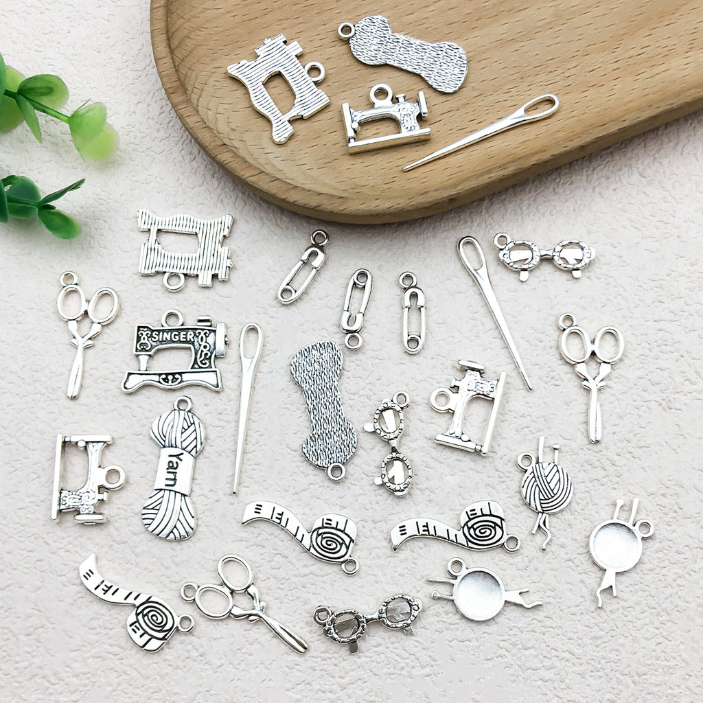 Zinc Alloy Sewing Machine Yarn Needle Charm Pendant for DIY Keychain Necklace Earrings