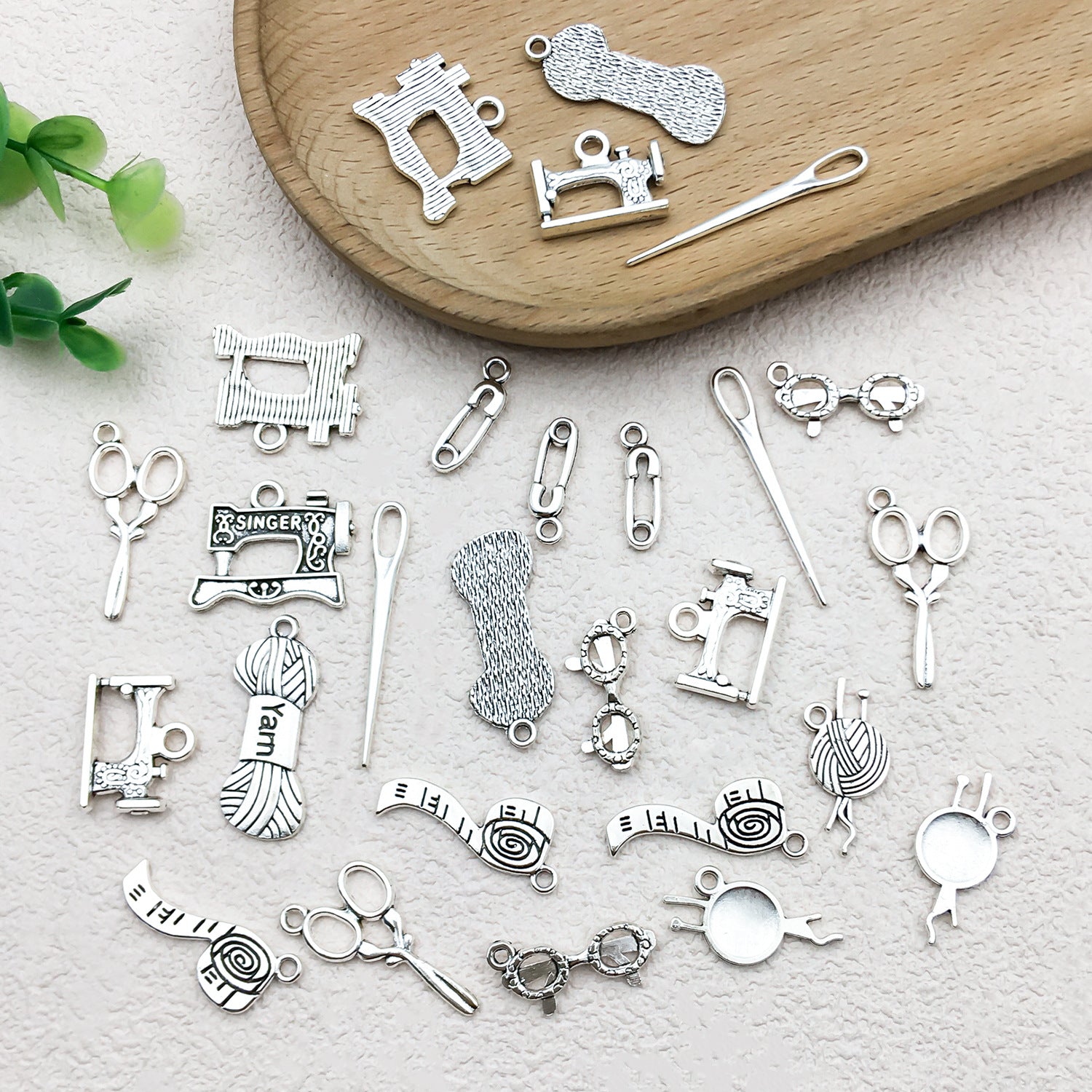 Zinc Alloy Sewing Machine Yarn Needle Charm Pendant for DIY Keychain Necklace Earrings