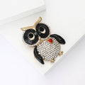 Black Owl Crystal Metal Brooch with Red Heart Accent view 3