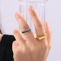 Rectangular Mountain Relief Signet Rings Gold and Steel Finishes view 3