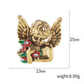 Flower Holding Angel Brooch in Gold or Silver Decorative Lapel Pin view 5