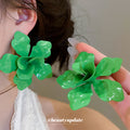 Bright Flower Stud Earrings in Pink Blue and Green view 4