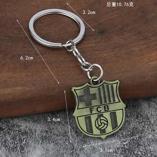 Football Club Crest Bronze Style Keychain Charm
