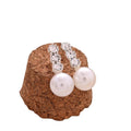 Clear Look Bar and White Pearl Look Ball Stud Earrings view 4