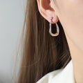 Gold Steel Irregular Teardrop Organic Open Hoop Earrings view 6