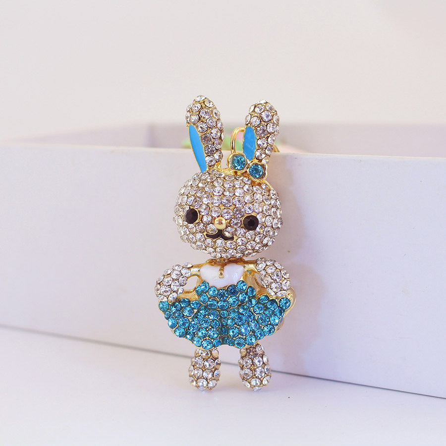 Cute Rhinestone Rabbit Zinc Alloy Keychain and Purse Bag Charm