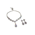 Silver Tone Diamond Link Crystal Necklace And Teardrop Earring Set view 5
