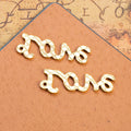 Vertical Love Script Metal Charm in Four Vintage Finishes view 4