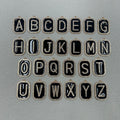 Black Enamel Rhinestone Letter Charm Pendant Gold-Tone Alloy view 1