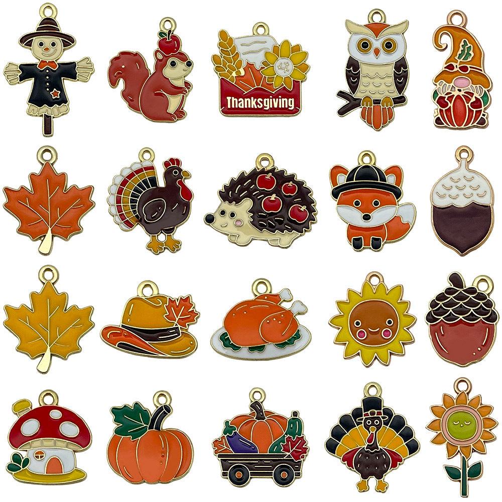 Zinc Alloy Thanksgiving Cartoon charm pendant for DIY bracelet necklace keychain making