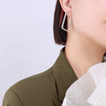 Hollow Rectangular Square Geometric Hoop Stud Earrings Metal view 6