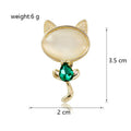 Yellow Gold Tone Cat Crystal Metal Brooch Pin for Jackets and Lapels view 2