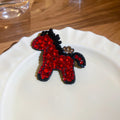 Red Rhinestone Pony Horse Brooch Pin Black Outline view 6