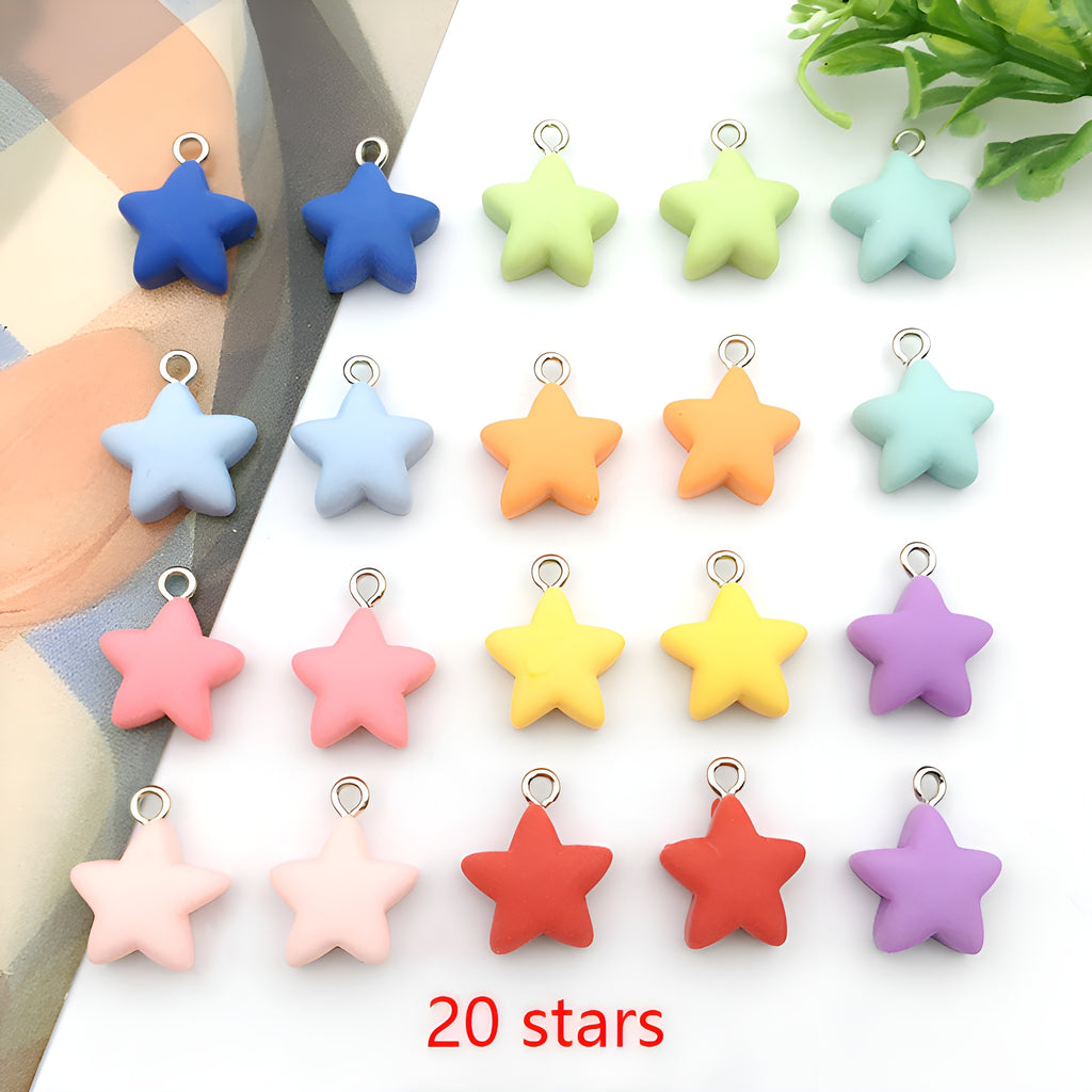 Candy Color Resin Star Charm Pendant for DIY Keychain Jewelry Accessories