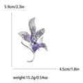 Elegant Crystal Lily Flower Brooch in Purple and Pink view 4