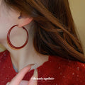 Red Translucent Statement Hoop Earrings in Six Shapes view 3