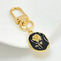 Enamel Mushroom Rose Heart Bear Daisy Charm Keychain in Gold Tone Alloy view 10