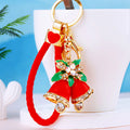 Classic Red Double Bell Christmas Keychain with Gold Tone Hardware view 3