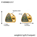 Triangle Pave Zircon Huggie Hoop Earrings Multicolor Gold Steel view 6