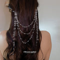 Silver Tone Pearl Chain Draped Hair Clips Decorative Jewelry view 3