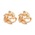 Woven Knot Metal Stud Earrings in Silver and Gold Tones view 5