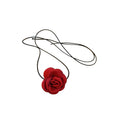 Fabric Rose Cord Choker Necklaces Red Black Two Sizes view 5