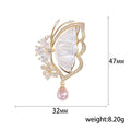 White Shell Butterfly Brooch with Pearl Drop Decorative Clothing Pin view 5