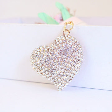 Rhinestone Heart And Lips Keychains With Gold Tone Rings