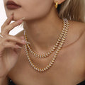Imitation Pearl Heart Link Necklace Bracelet Gold Steel view 4