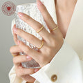 Gold Stackable Three-Band Ring Set Smooth Matte Mix view 3