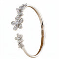 Silver Crystal Flower Open Hinge Bangle Bracelet One Style view 5