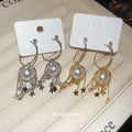 Star Fringe Hoop Earrings in Gold and Silver Tone Options view 3