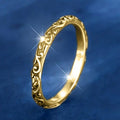 Engraved Scrollwork Slim Band Ring In Gold And Silver Tones view 2