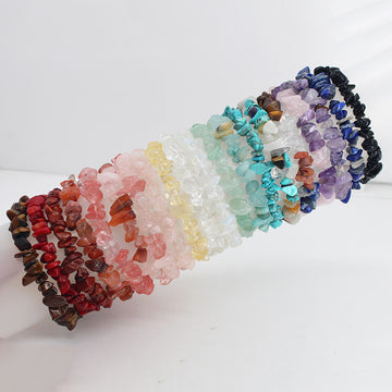 Irregular Stone Chip Stretch Bracelets in Twelve Color Options