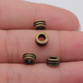 Triple Groove Rondelle Spacer Bead in Antique Bronze and Antique Silver Metal view 4
