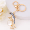 Mother Baby Dolphin Pearl Keychain Rhinestone Four Colors view 6