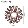 Floral Wreath Wreath Crystal Metal Brooch Pin for Jackets and Lapels view 2