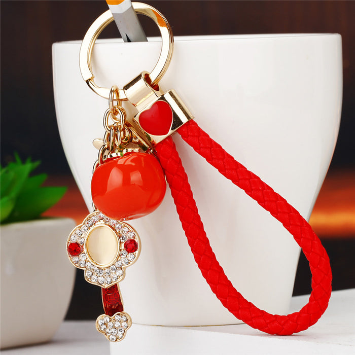 Braided Ruyi Persimmon Wrist Strap Keychains in Three Colors