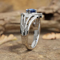Silver Tone Blue Cushion Halo Multi Band Ring Sizes 6-10 view 3