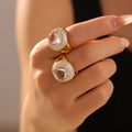 Gold Oval Clear Zircon Double Halo Rhinestone Ring view 3