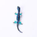 Enamel Gecko Brooch Rhinestone Spine Blue Brown Styles view 6