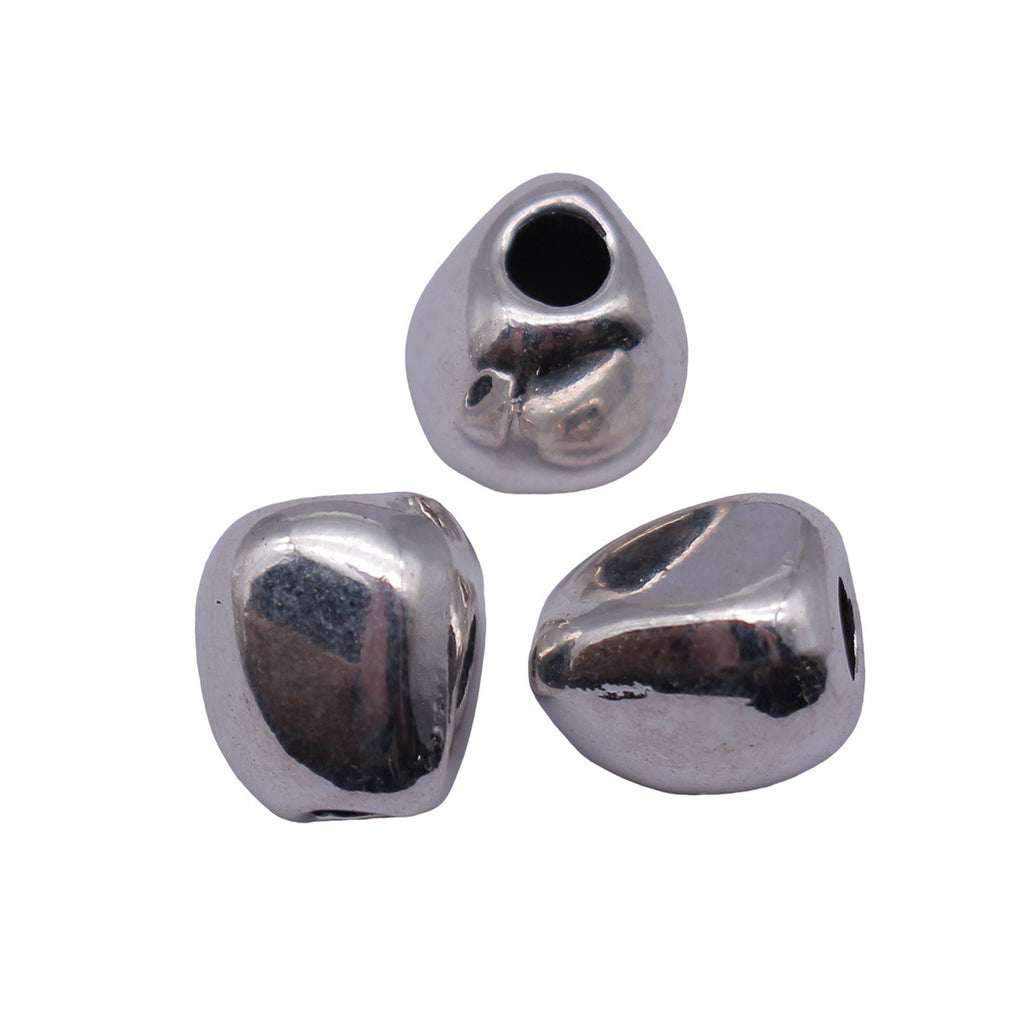 9.6x8.9x8.7mm 2.4g Antique Silver Tone Zinc Alloy Irregular Stone Shape Smooth Loose Metal Beads for Bracelet DIY