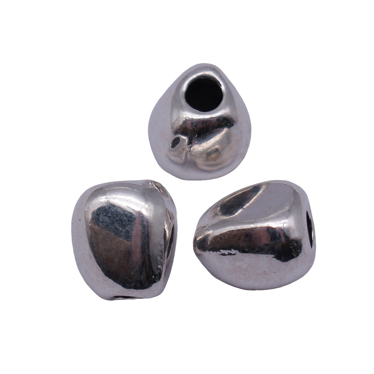 9.6x8.9x8.7mm 2.4g Antique Silver Tone Zinc Alloy Irregular Stone Shape Smooth Loose Metal Beads for Bracelet DIY
